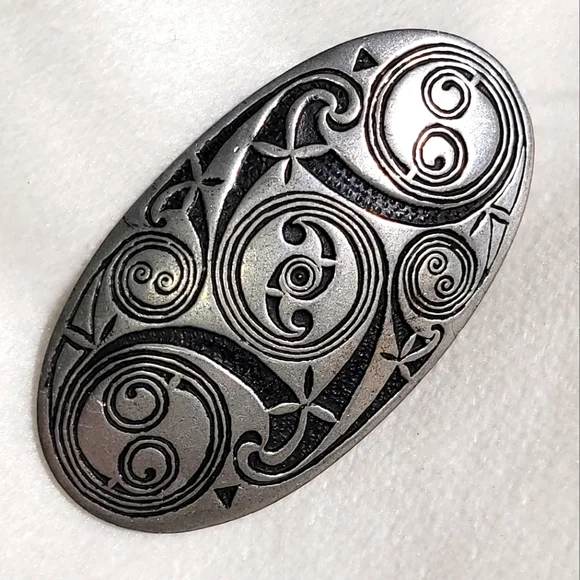 Justin Jewelry St Justin Pewter Brooch Vintage Detailed